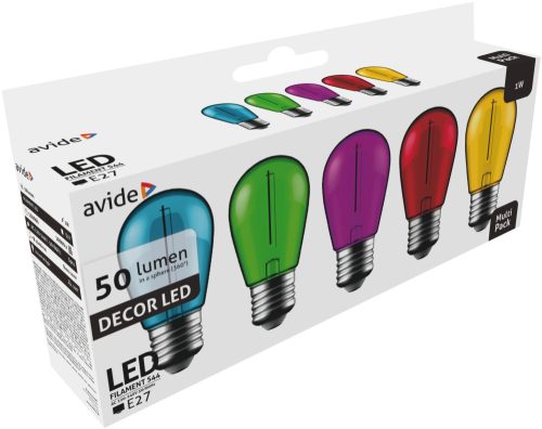 1W E27 zöld, kék, sárga, piros, lila LED Filament fényforrás Avide