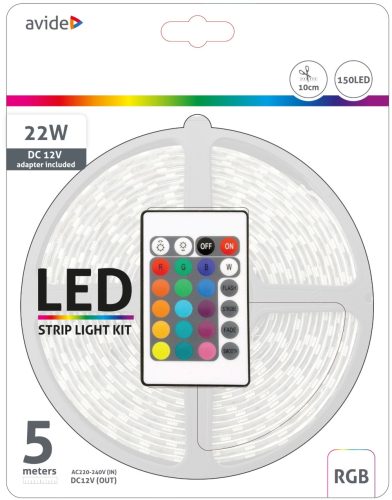 7,2W RGB IP65 LED Szalag Bliszter 5M Avide