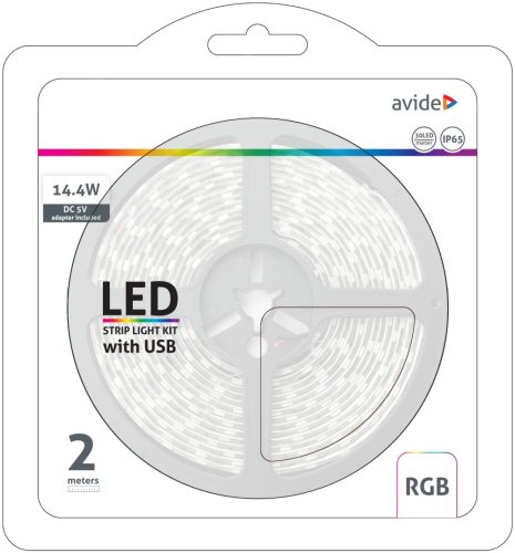 7,2W RGB IP65 LED Szalag Bliszter 5V 2M Avide