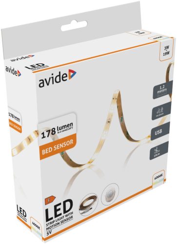 3W 3000K LED szalag ágy szenzor USB Avide