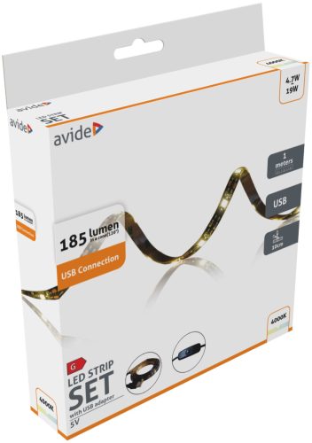 4,7W 4000K IP65 LED szalag bliszter USB Avide