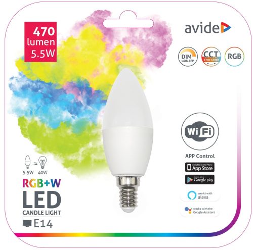 5,5W RGB+W E14 okos izzó Avide