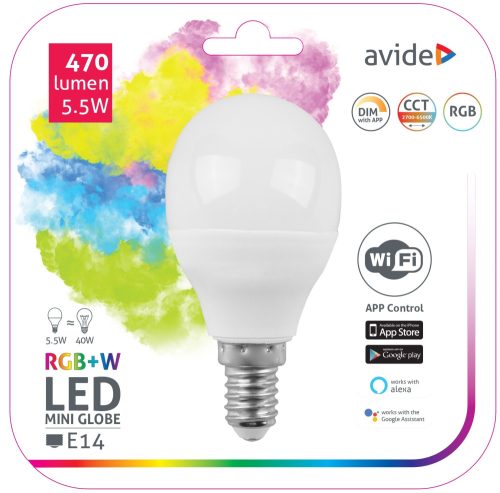 5,5W RGB+W E14 okos izzó Avide