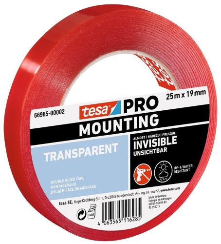 Mounting PRO kétoldalas rögzítő - Átlátszó (5m x 19mm) Tesa